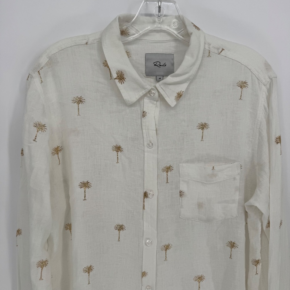 Rails Charli Golden Palms Linen Blend Button Up S… - image 3